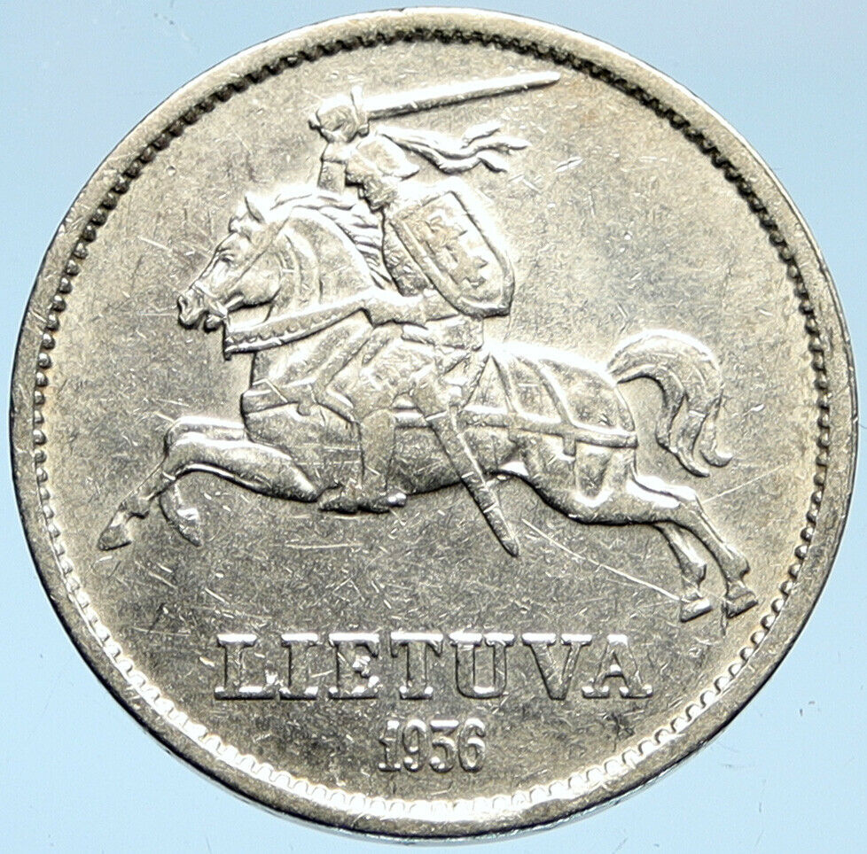 1936 LITHUANIA VYTAUTAS the GREAT Vintage Silver 10 Litai Lithuanian Coin i99718