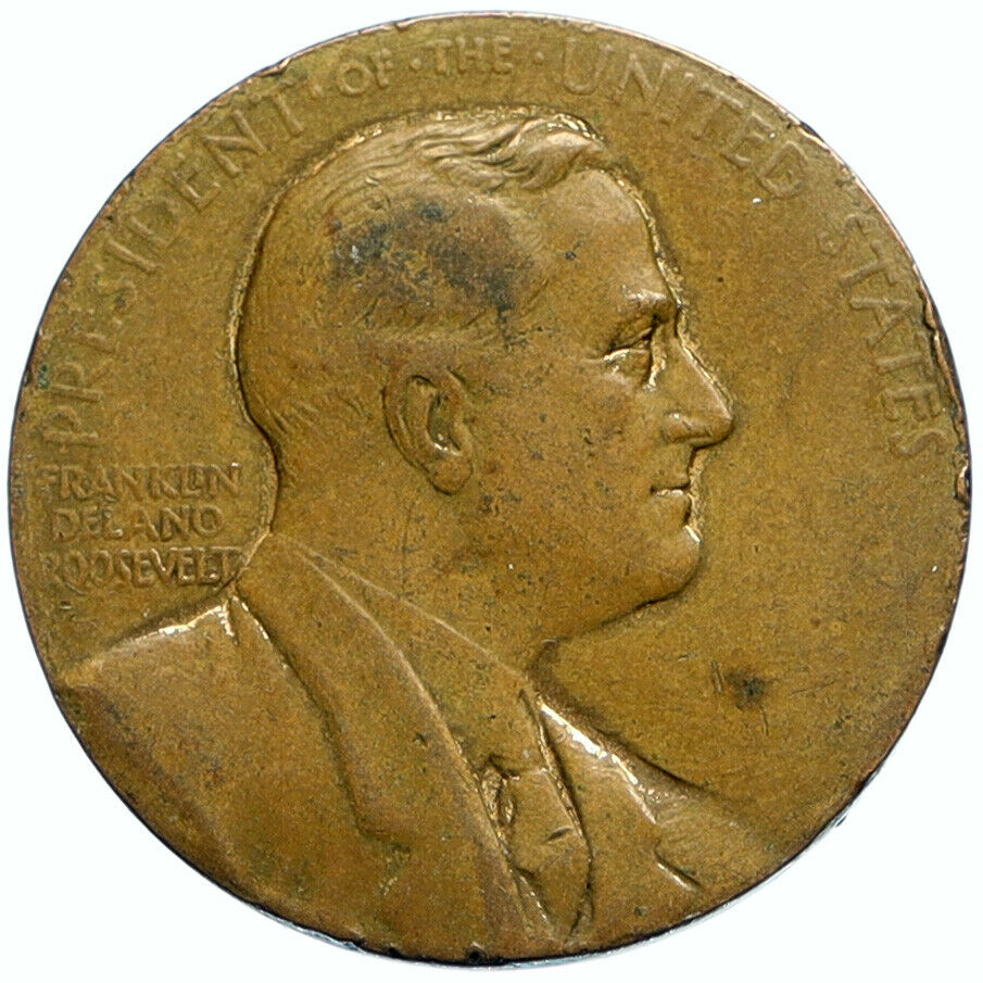 1937 USA President Franklin Delano Roosevelt FDR REELECTION INAUG Medal i99346