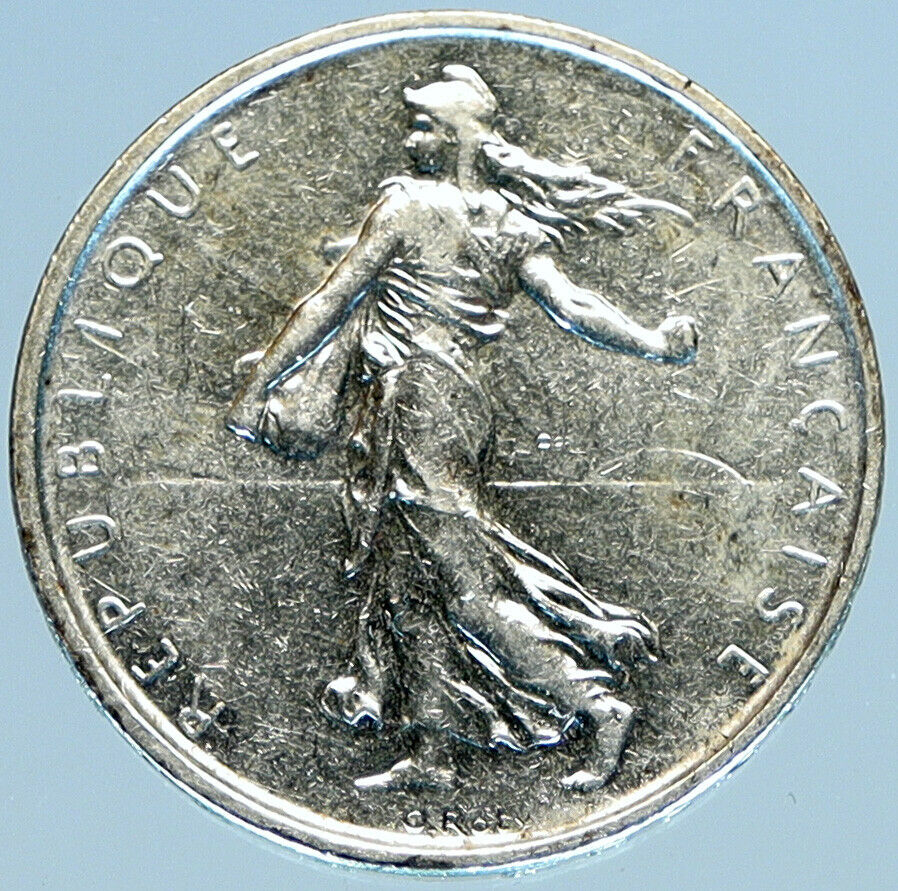 1962 FRANCE La Semeuse French SOWER WOMAN Old LARGE Silver 5 Francs Coin i98441