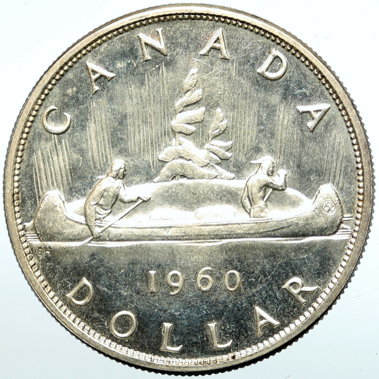 1960 CANADA w UK Queen Elizabeth II Voyagers Genuine Silver Dollar Coin i100920