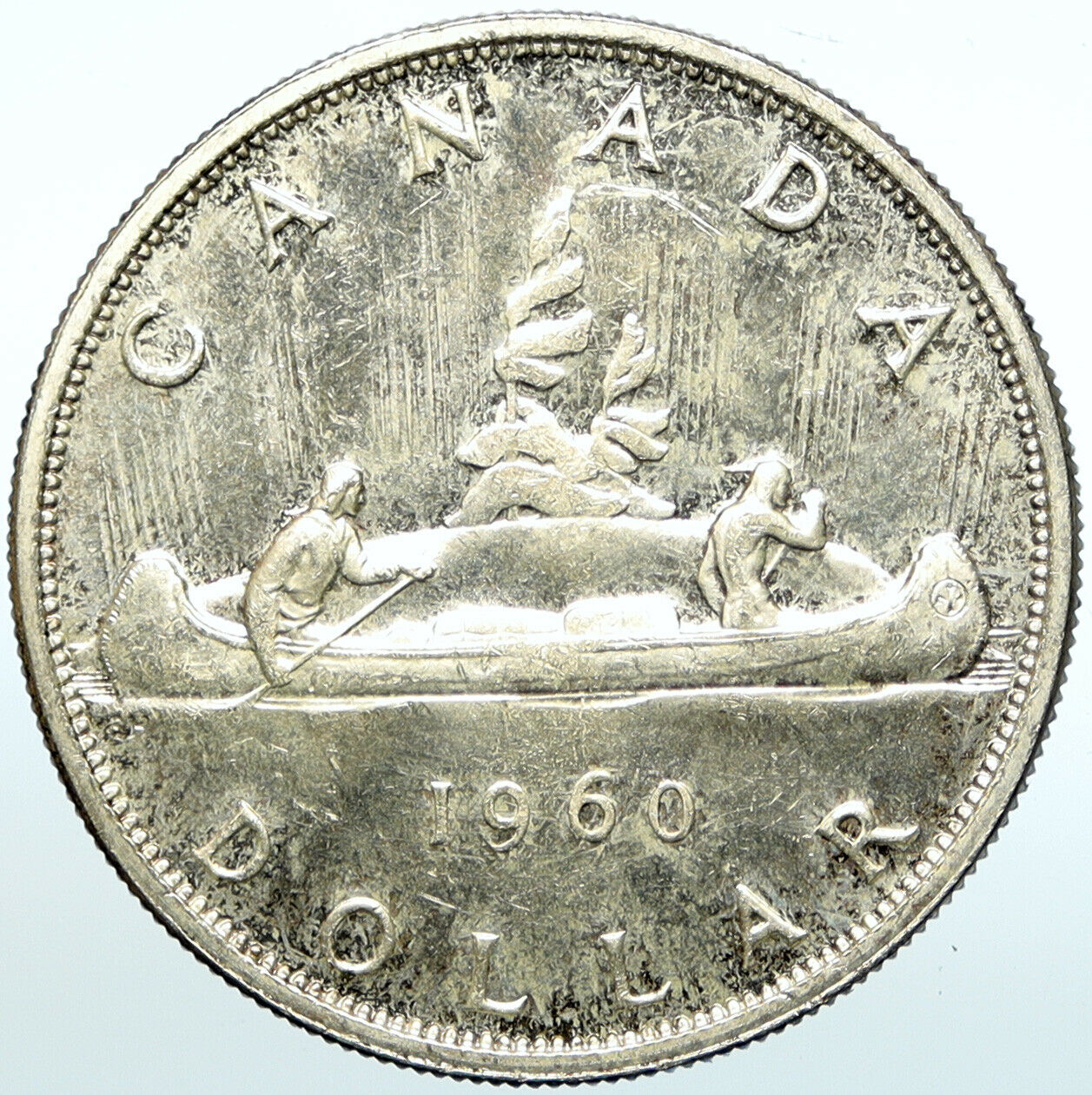 1960 CANADA w UK Queen Elizabeth II Voyagers Genuine Silver Dollar Coin i100919