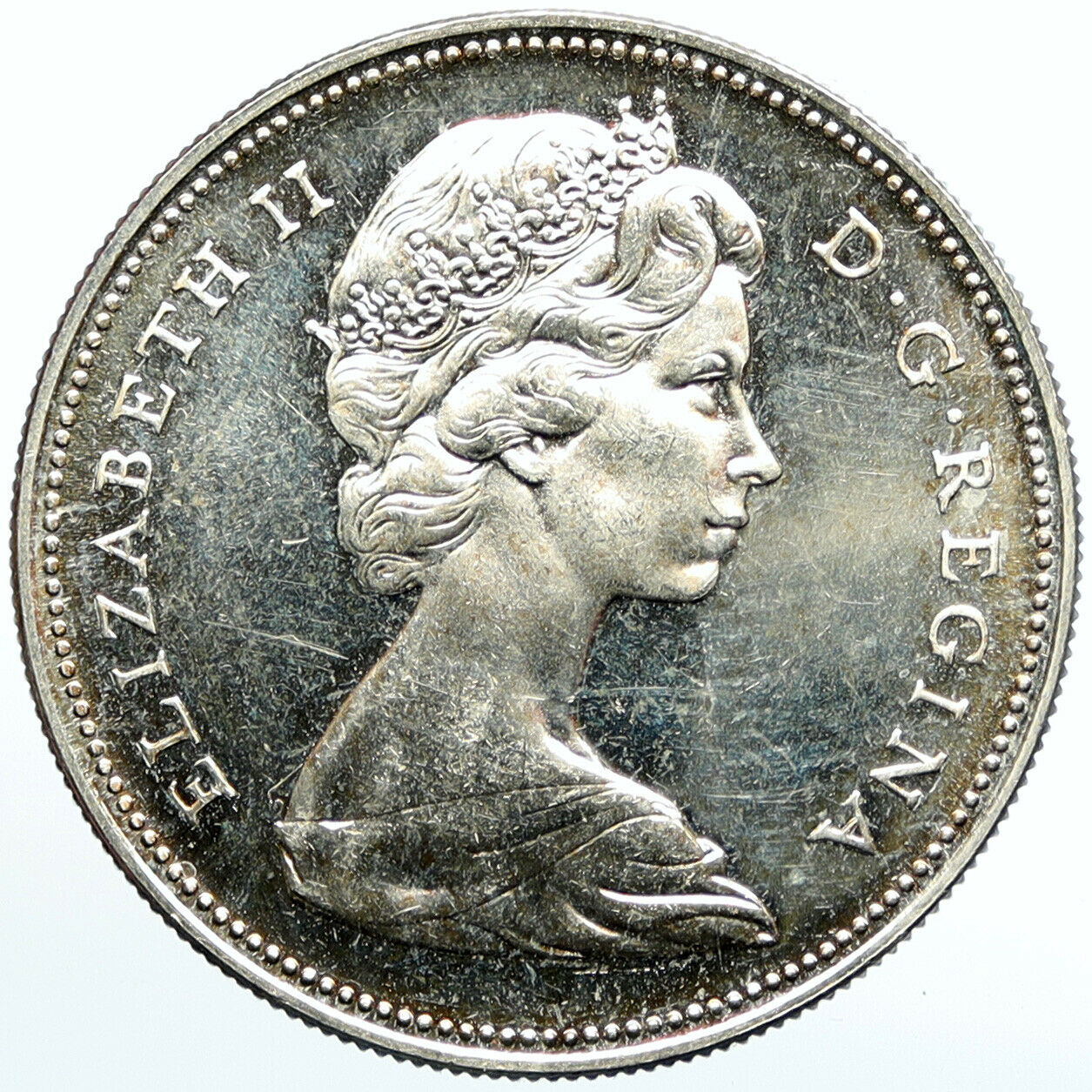 1966 CANADA w UK Queen Elizabeth II Voyagers Genuine Silver Dollar Coin i100915