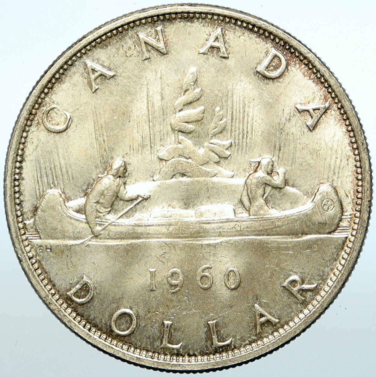 1960 CANADA w UK Queen Elizabeth II Voyagers Genuine Silver Dollar Coin i100921