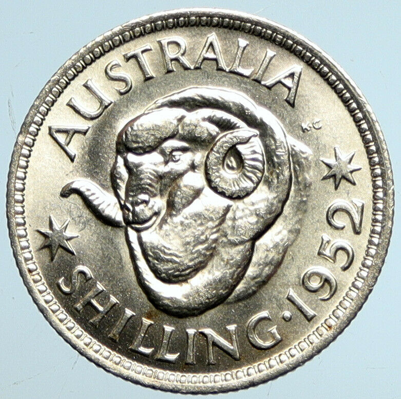 1952 AUSTRALIA King George VI of United Kingdom Silver Shilling Coin RAM i101520