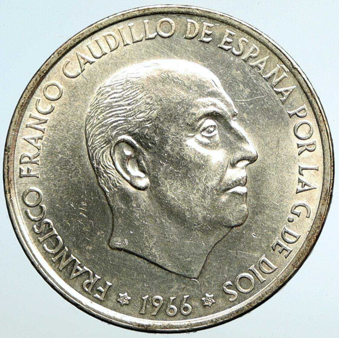 1966 SPAIN Large Franco Caudillo VINTAGE Silver 100 Pesetas Spanish Coin i101518