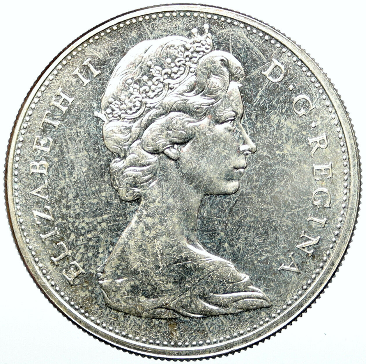 1965 CANADA UK Queen Elizabeth II Voyagers VINTAGE Silver Dollar Coin i100918