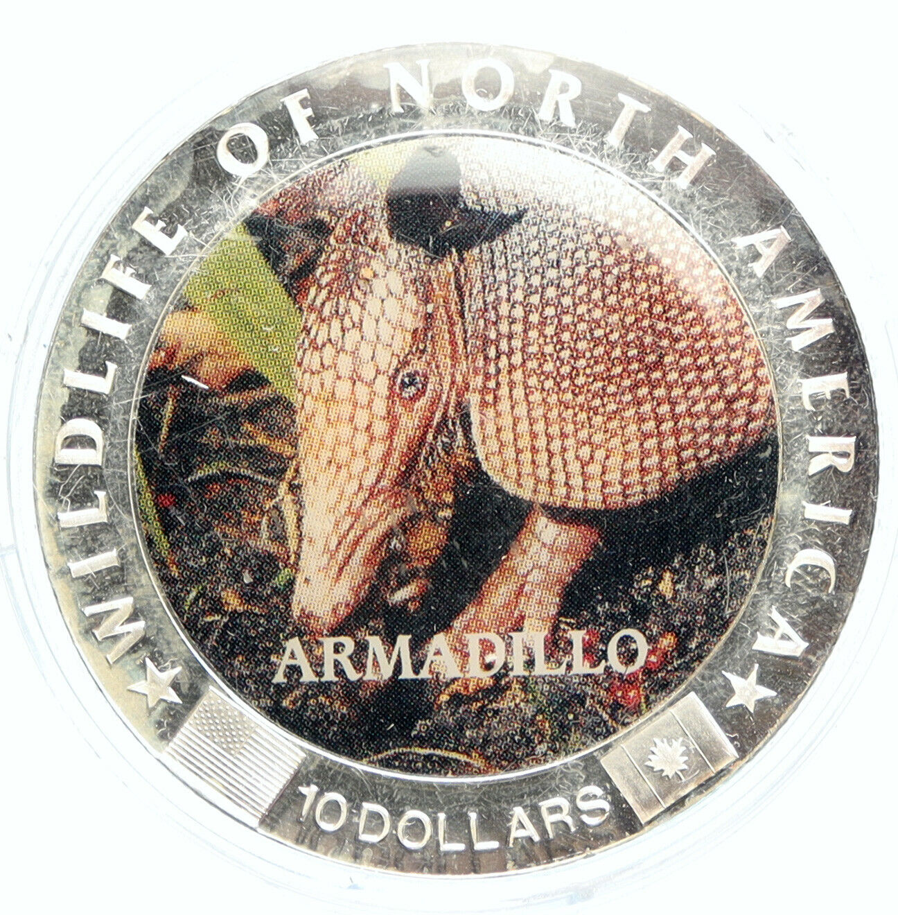 2000 LIBERIA Armadillo WILDLIFE ANIMALS Old Proof Silver 10 Dollar Coin i99783