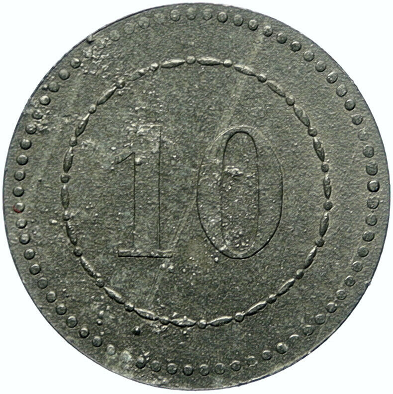 POLAND Polish Prisoner of War POW Schneidmuhl OLD 10 Pfennig Zinc Medal i100898