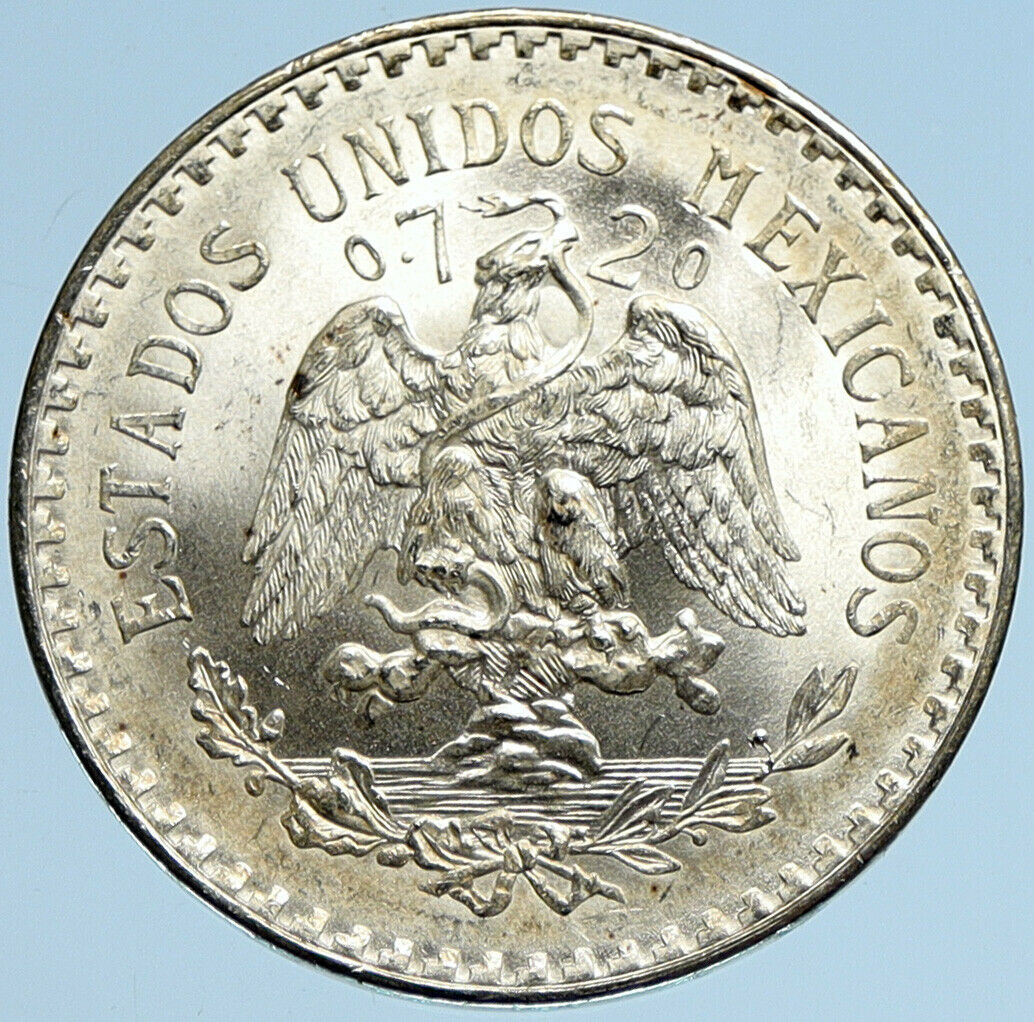 1945 Mo MEXICO Large Eagle Liberty Cap Mexican Antique Silver 1 Peso Coin i97965