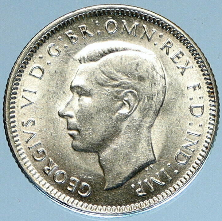 1944 AUSTRALIA King George VI of United Kingdom RAM Silver Shilling Coin i97902