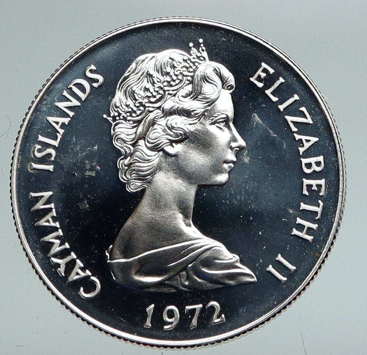 1972 CAYMAN ISLANDS UK Queen Elizabeth II OLD Proof Silver 50 Cent Coin i90825