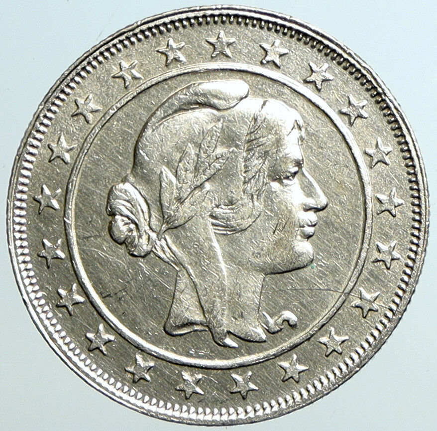 1924 BRAZIL Woman of Republic Antique Brazilian Silver 2000 Reis Coin i101608