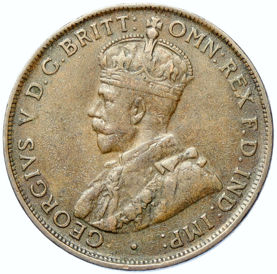 1927 AUSTRALIA UK British King George V Vintage Antique Penny Cent Coin i100022