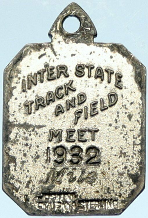 1932 USA UNITED STATES Old INTERSTATE TRACK & FIELD Mile Silver Medal i100027