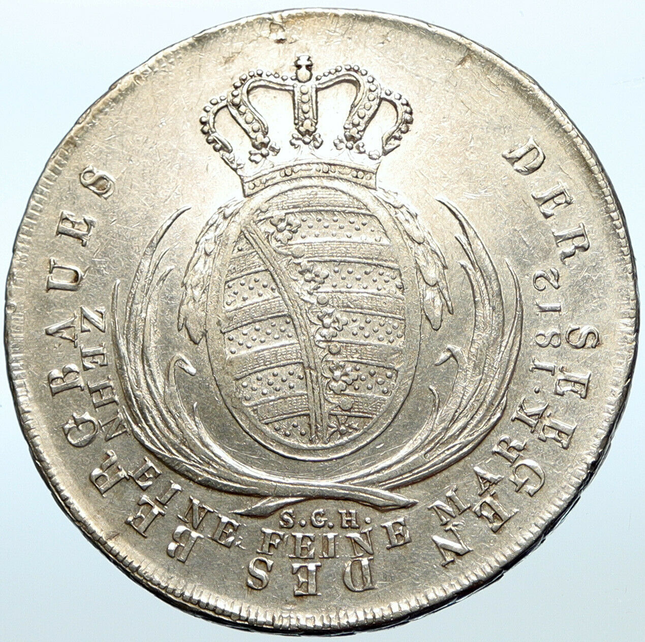 1812 German States SAXONY KING FRIEDRICH AUGUST I Old Silver Thaler Coin i100418