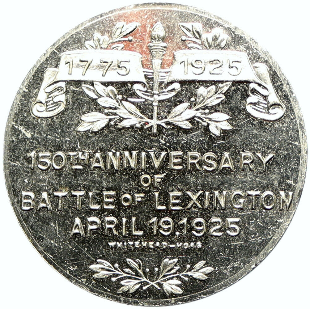 1925 LEXINGTON CONCORD BATTLE Commemorative Antique OLD Silver US Medal i100419