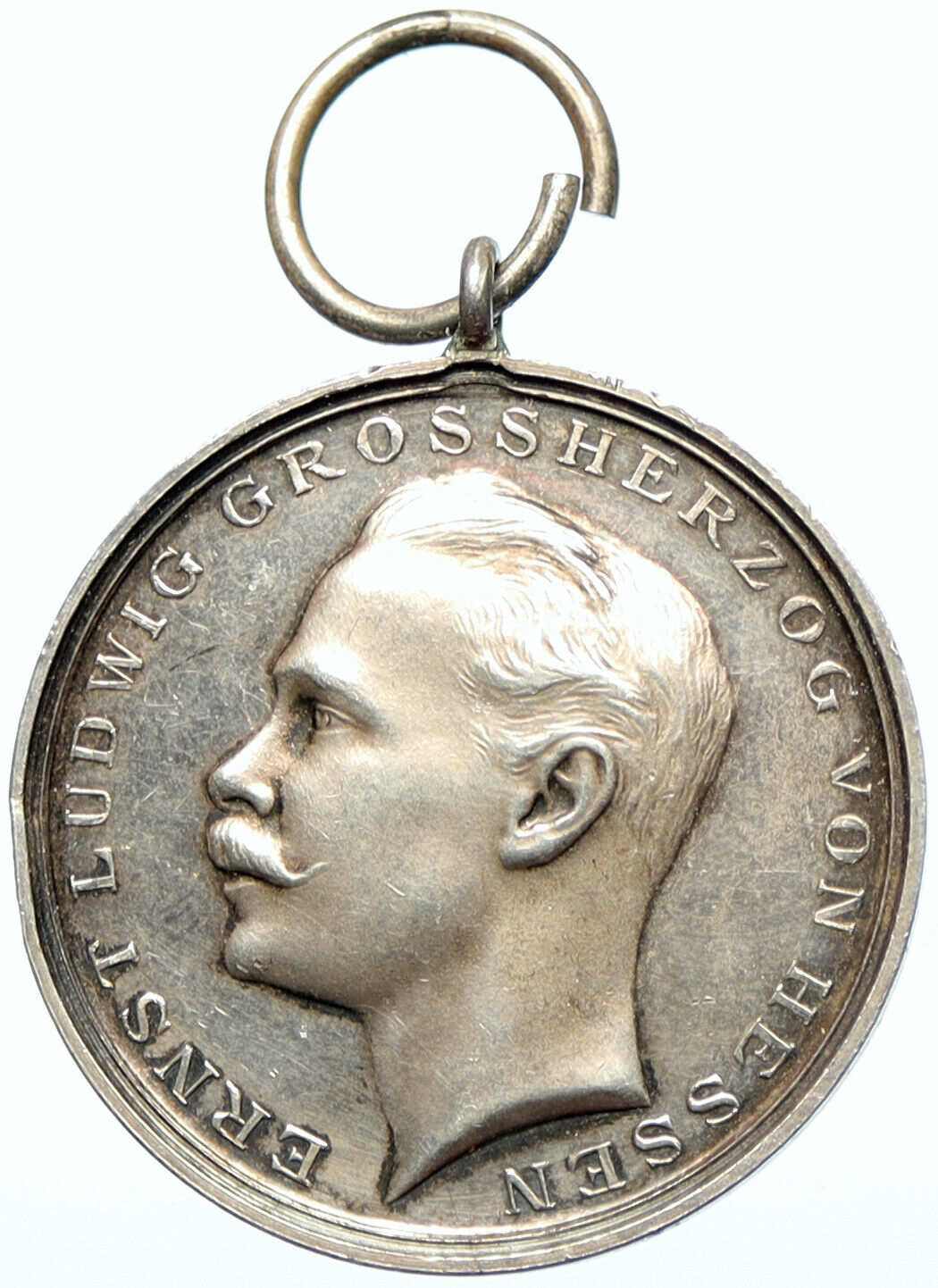 1894-1918 GERMAN STATES Hessen KING LUDWIG I Silver Bravery Award Medal i100417