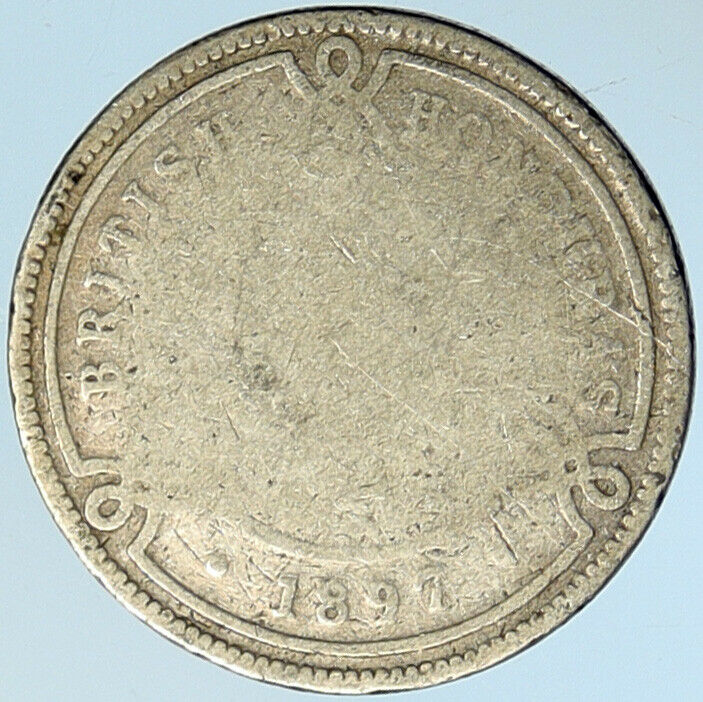 1897 BRITISH HONDURAS COLONY Queen Victoria ANTIQUE Silver 25 Cents Coin i100301