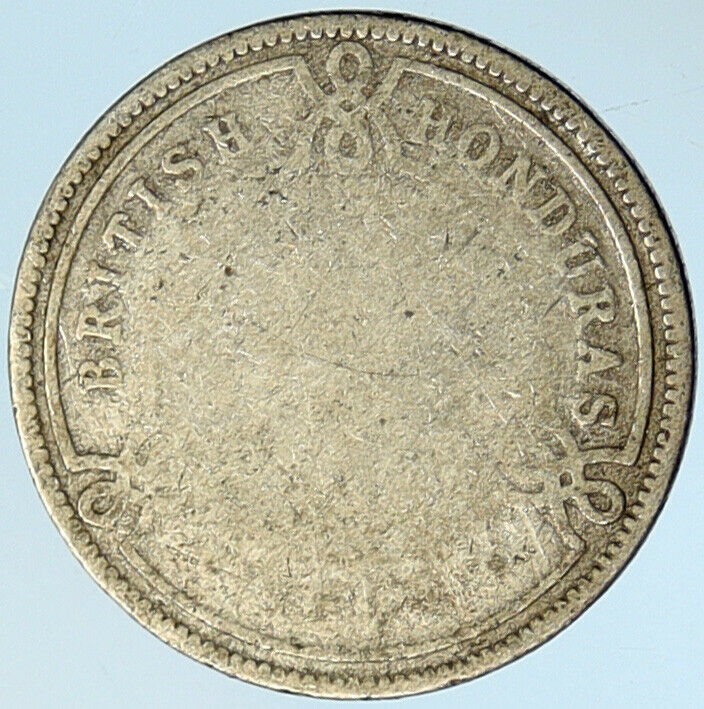 1894 BRITISH HONDURAS COLONY Queen Victoria ANTIQUE Silver 25 Cents Coin i100300