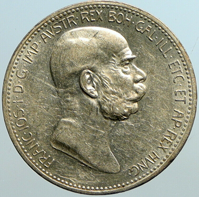 1908 AUSTRIA w King FRANZ JOSEPH I Austrian Silver Antique Corona Coin i101569