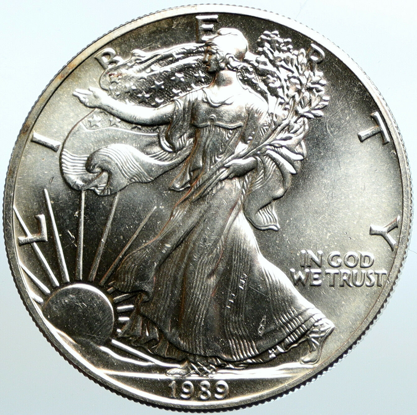 1989 UNITED STATES US Walking Liberty BALD EAGLE Silver Ounce Medal Coin i100682