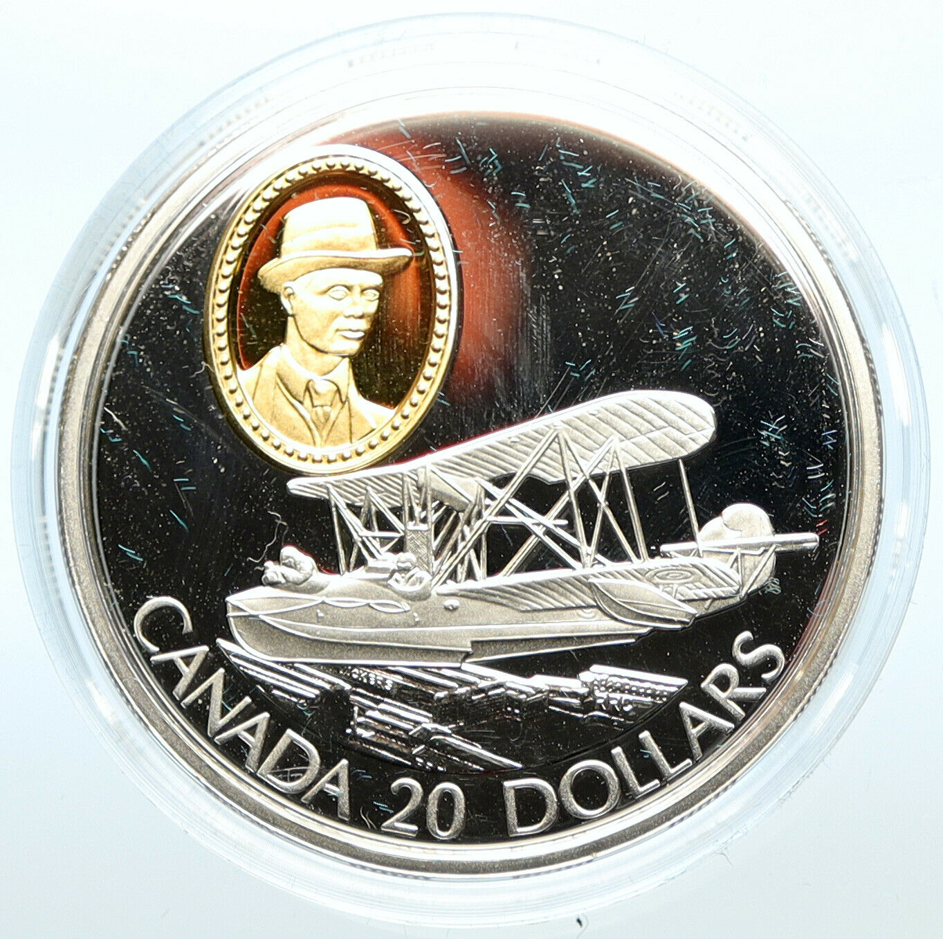 1994 CANADA Queen Elizabeth II VICKERS VEDETTE AIRPLANE Silver $20 Coin i100355