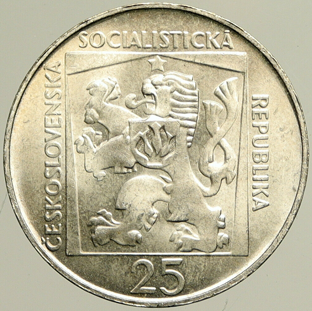 1970 CZECH REPUBLIC Czechoslovakia SLOVAK THEATER Silver 25 Korun Coin i101429