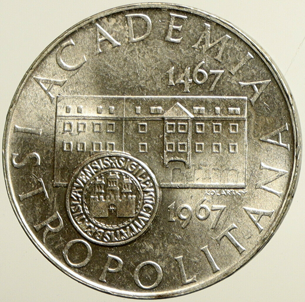 1967 CZECHOSLOVAKIA Bratislava University VINTAGE Silver 10 Korun Coin i101438