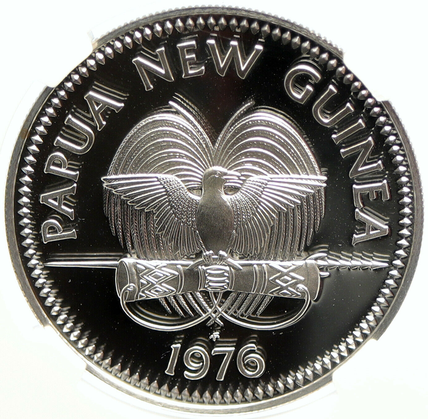 1976 PAPUA NEW GUINEA w PAPUAN Harpy EAGLE Proof Silver 5 Kina Coin NGC i101499