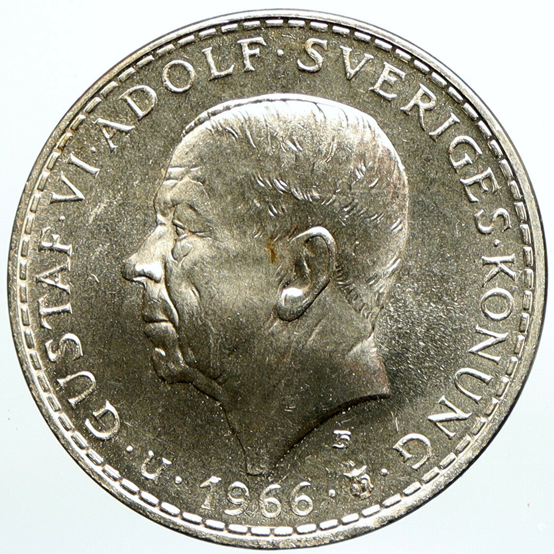 1966 SWEDEN King GUSTAV VI ADOLF Parliament Silver SWEDISH 5 Kronor Coin i101573