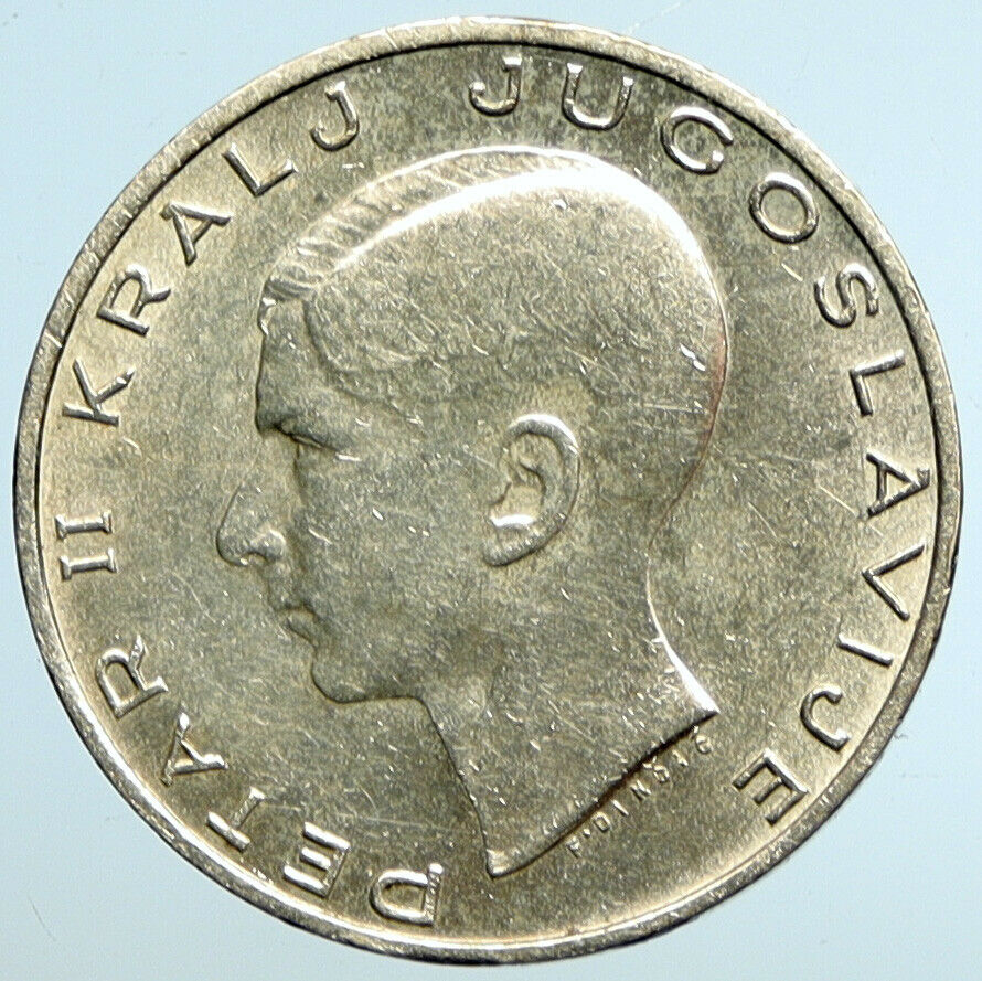 1938 YUGOSLAVIA King Peter II Eagle VINTAGE Old Silver 20 Dinara Coin i101525