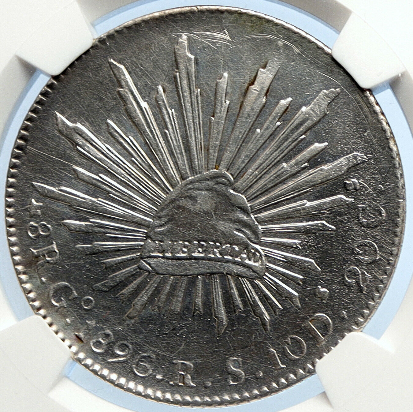 1896 Go RS MEXICO BIG Silver 8 Reales Antique Mexican Coin Eagle NGC i106059