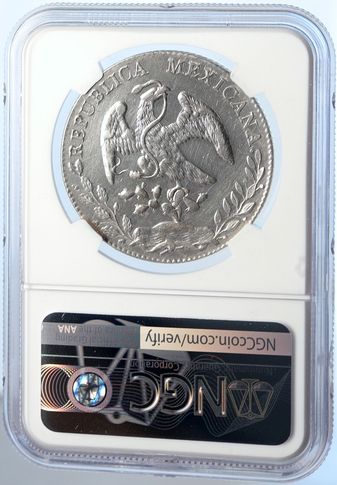 1896 Go RS MEXICO BIG Silver 8 Reales Antique Mexican Coin Eagle NGC i106059