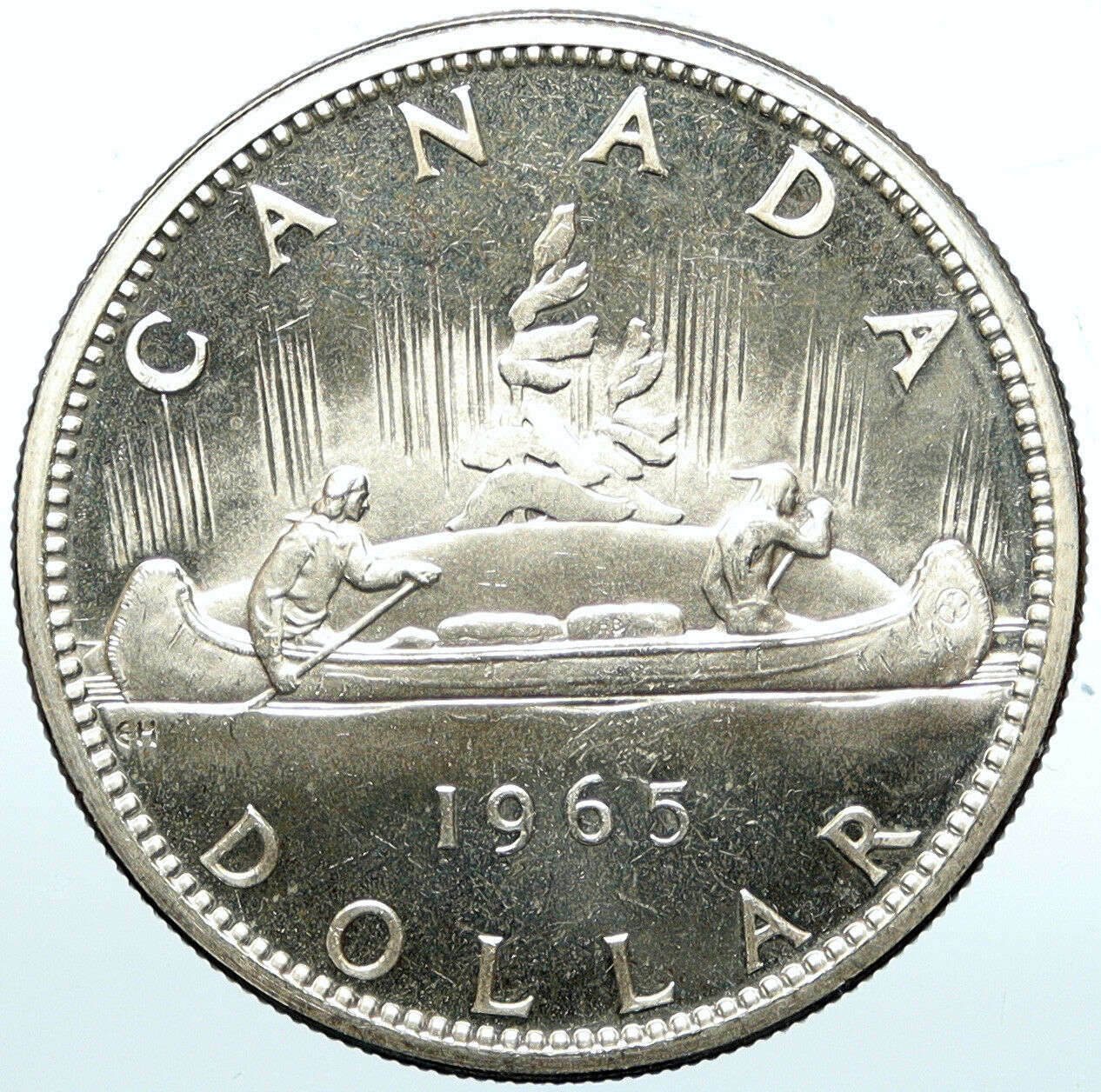 1965 CANADA w UK Queen Elizabeth II Voyagers Genuine Silver Dollar Coin i100939