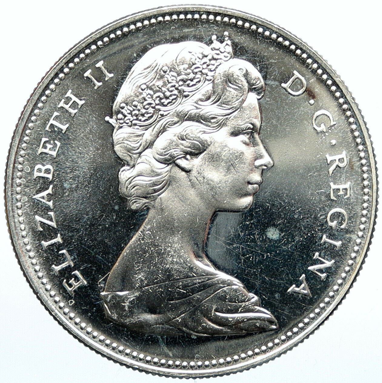 1966 CANADA w UK Queen Elizabeth II Voyagers Genuine Silver Dollar Coin i100942