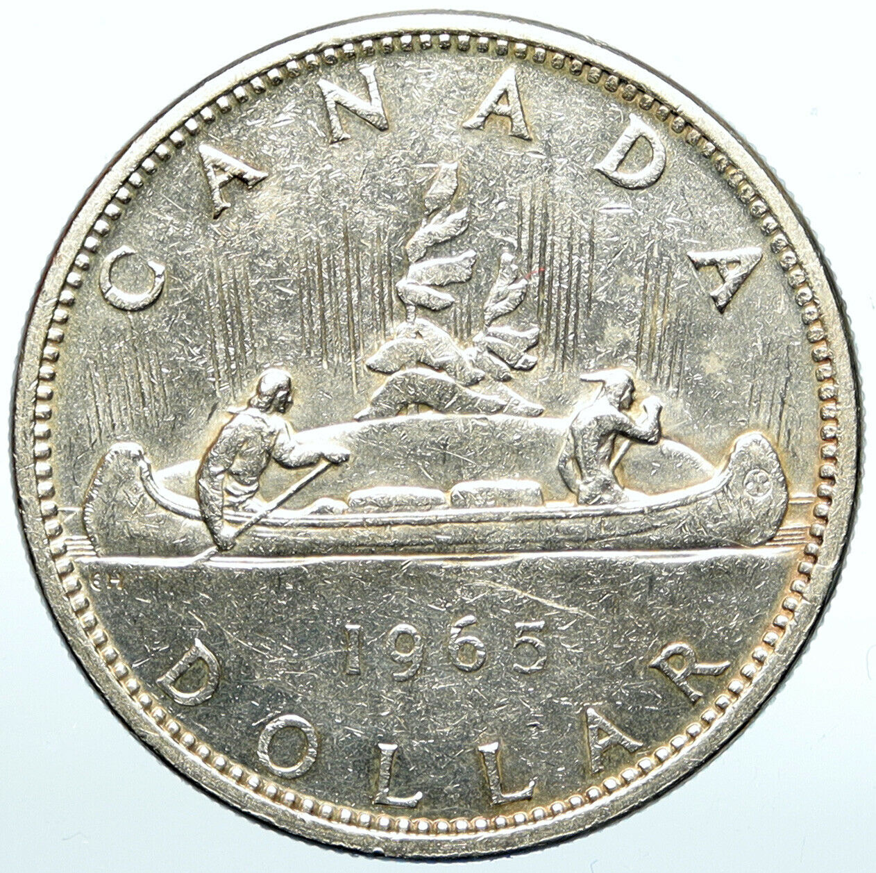 1965 CANADA w UK Queen Elizabeth II Voyagers Genuine Silver Dollar Coin i100938