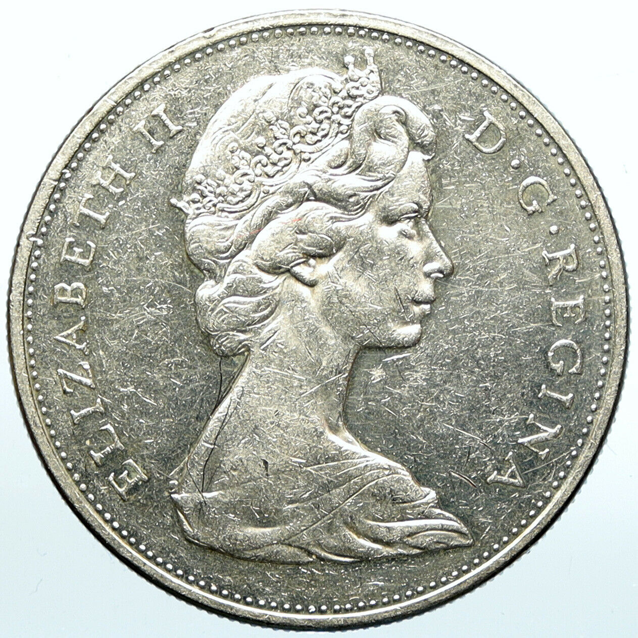 1965 CANADA w UK Queen Elizabeth II Voyagers Genuine Silver Dollar Coin i100938