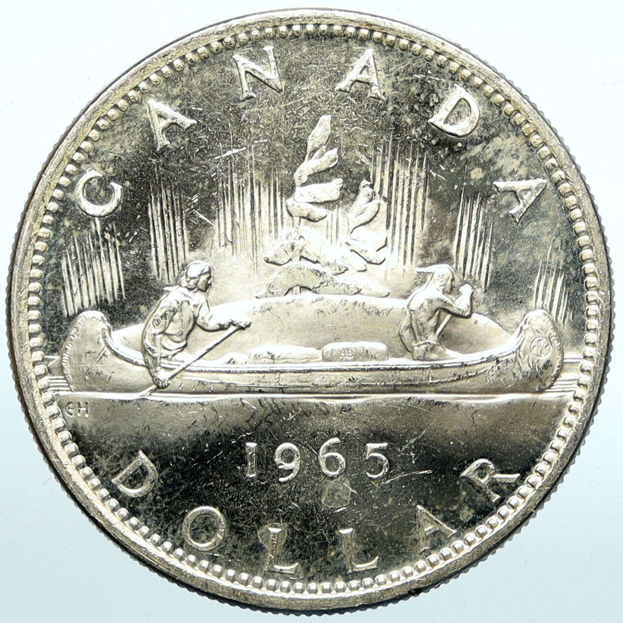 1965 CANADA w UK Queen Elizabeth II Voyagers Genuine Silver Dollar Coin i100941