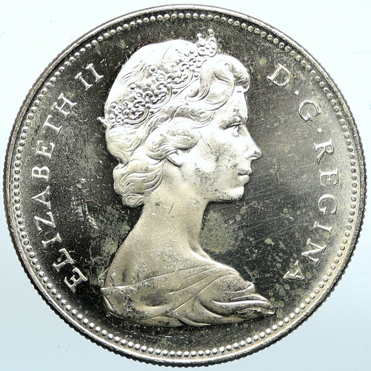 1965 CANADA w UK Queen Elizabeth II Voyagers Genuine Silver Dollar Coin i100941