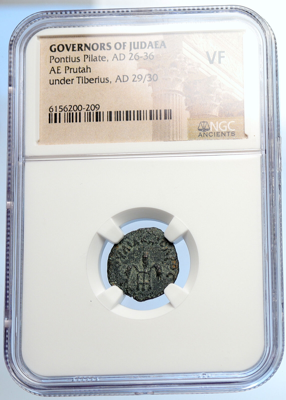 PONTIUS PILATE Tiberius Jerusalem JESUS CHRIST TRIAL Old Roman Coin NGC i106124