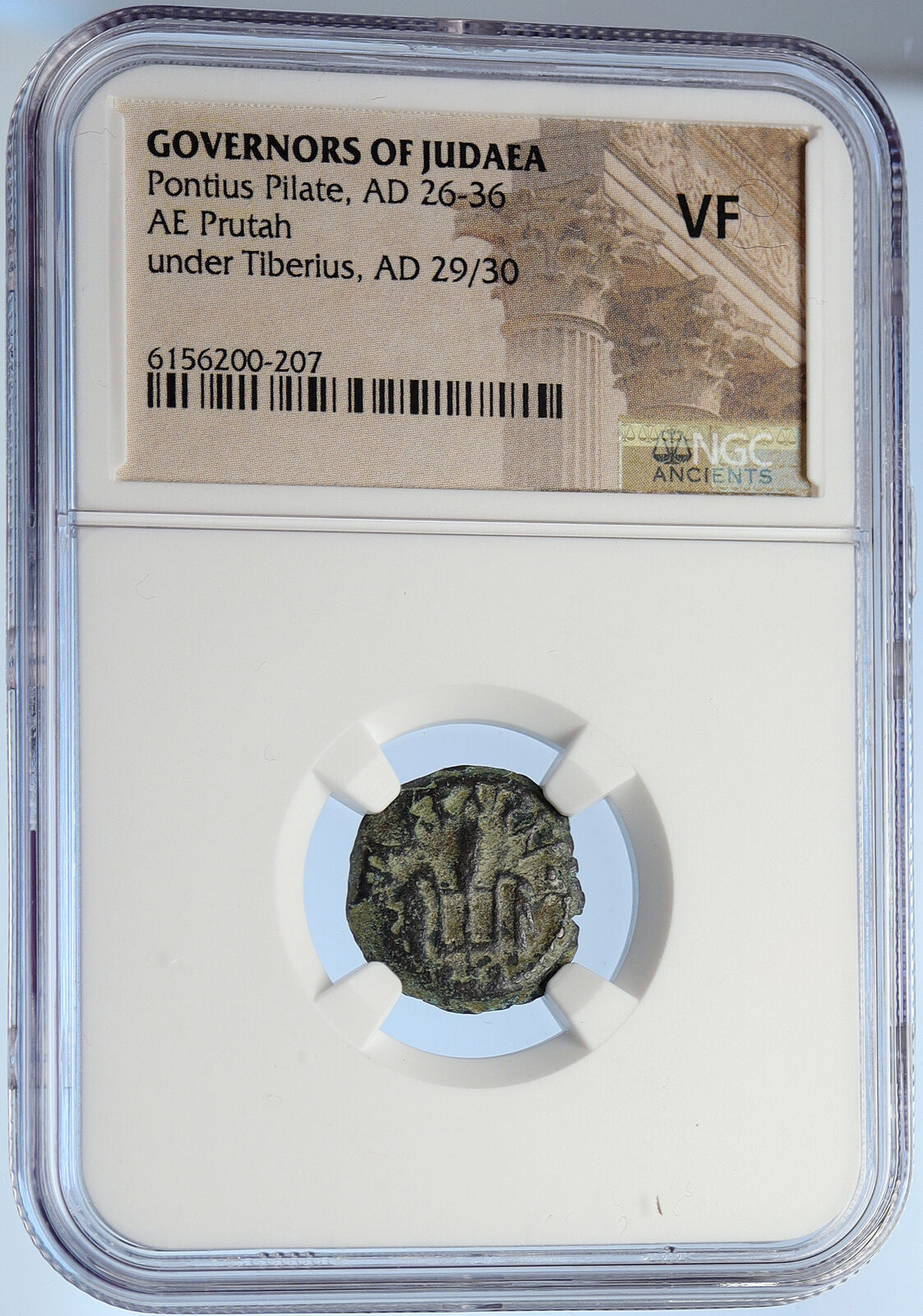 PONTIUS PILATE Tiberius Jerusalem JESUS CHRIST TRIAL Old Roman Coin NGC i106122