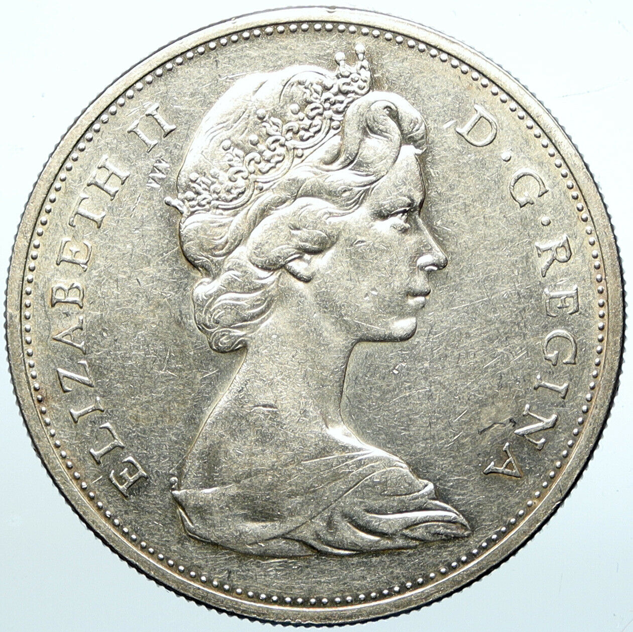 1965 CANADA w UK Queen Elizabeth II Voyagers Genuine Silver Dollar Coin i100927