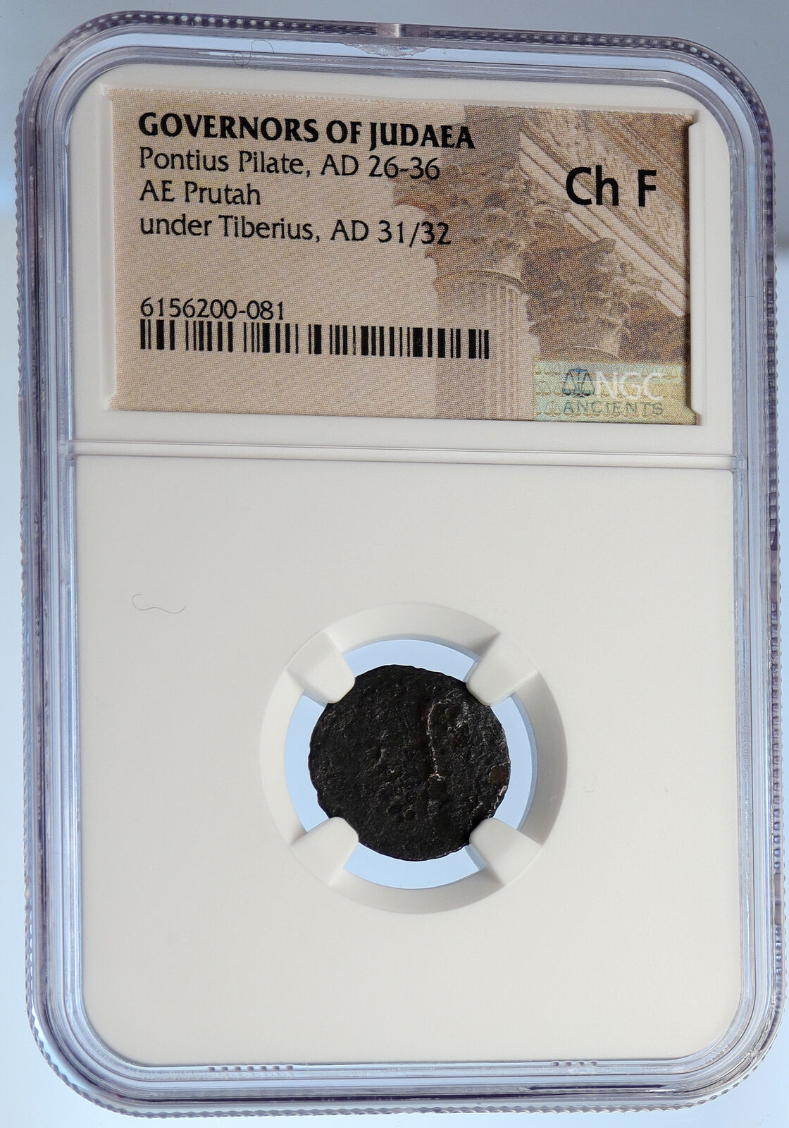 PONTIUS PILATE Tiberius Jerusalem JESUS CHRIST TRIAL Old Roman Coin NGC i106098