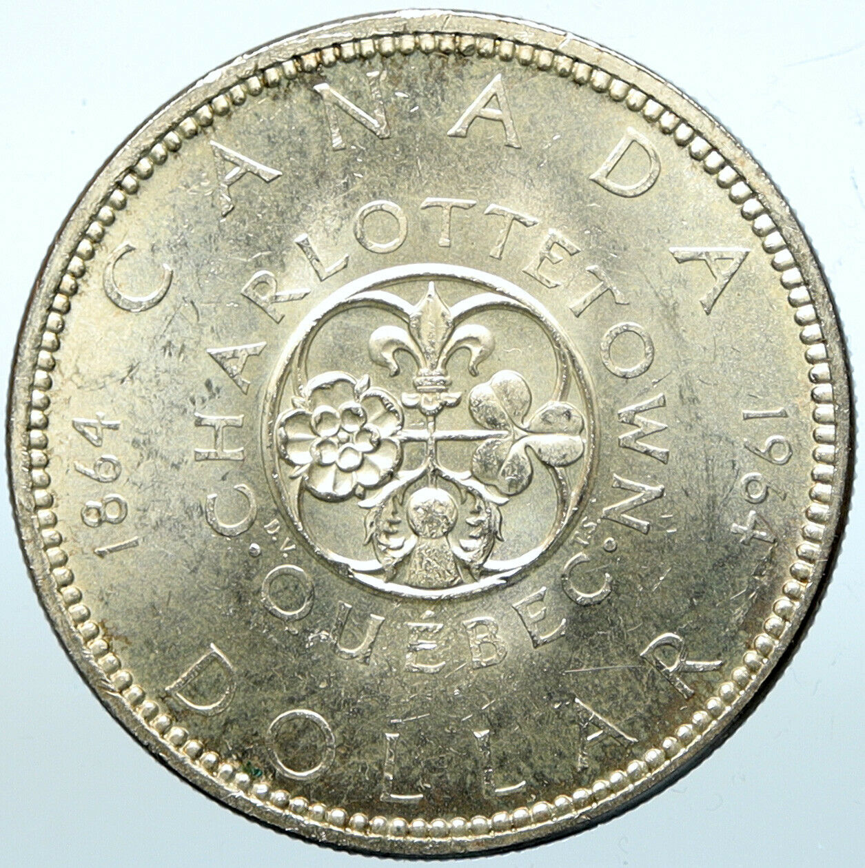 1964 CANADA Quebec Charlottetown Antique Genuine BIG SILVER Dollar Coin i100944