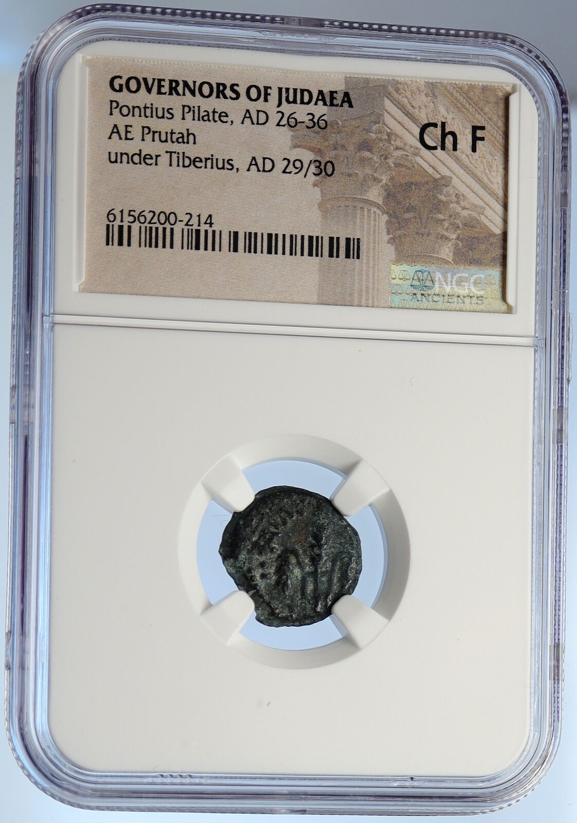 PONTIUS PILATE Tiberius Jerusalem JESUS CHRIST TRIAL Old Roman Coin NGC i106129