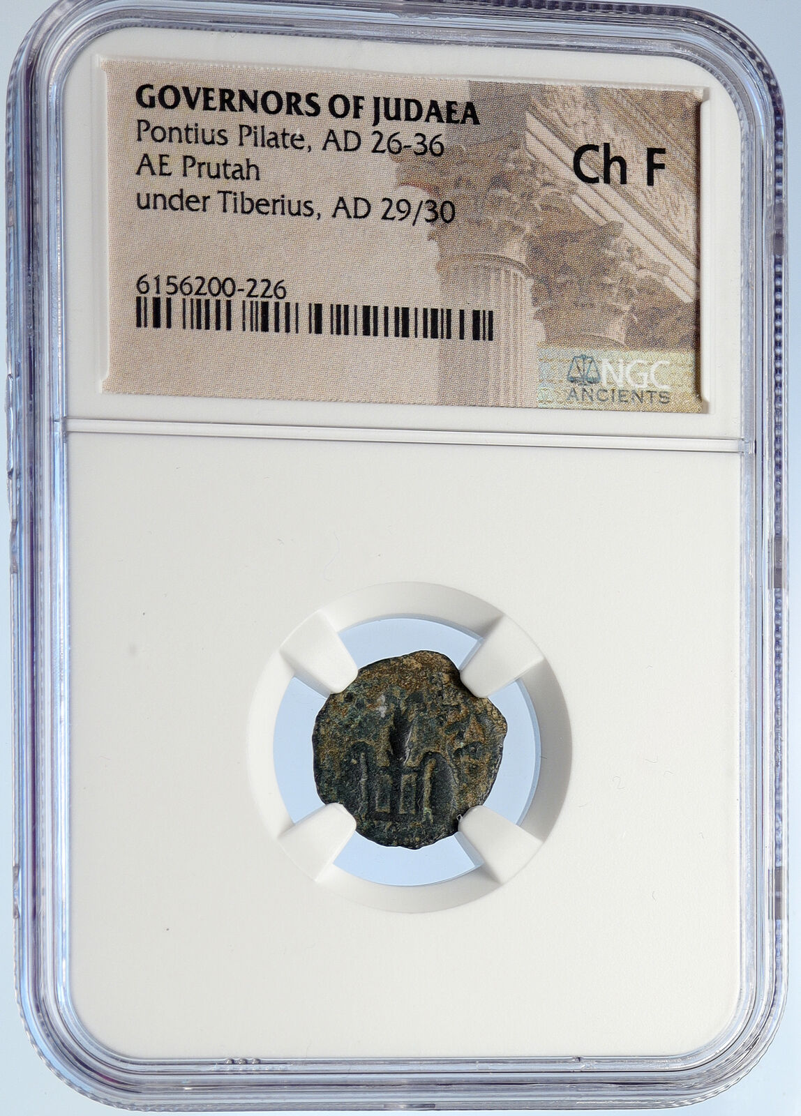 PONTIUS PILATE Tiberius Jerusalem JESUS CHRIST TRIAL Old Roman Coin NGC i106141