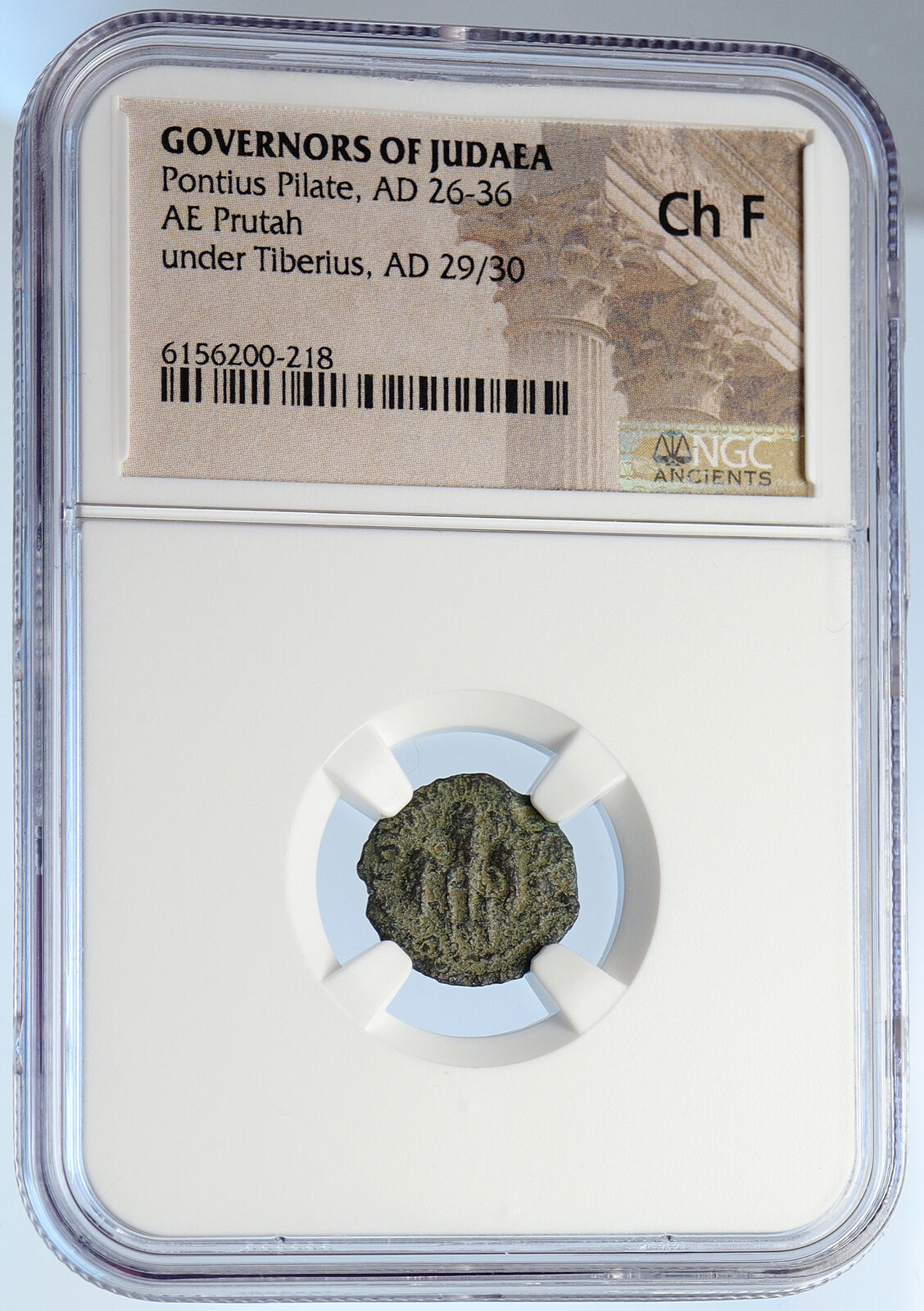 PONTIUS PILATE Tiberius Jerusalem JESUS CHRIST TRIAL Old Roman Coin NGC i106133