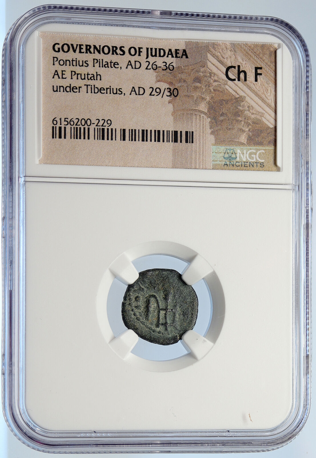 PONTIUS PILATE Tiberius Jerusalem JESUS CHRIST TRIAL Old Roman Coin NGC i106144