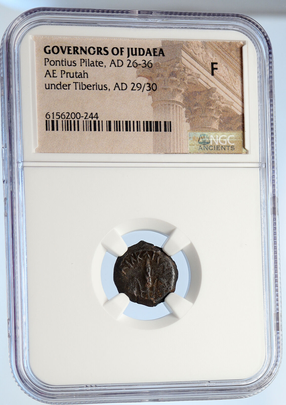 PONTIUS PILATE Tiberius Jerusalem JESUS CHRIST TRIAL Old Roman Coin NGC i106159