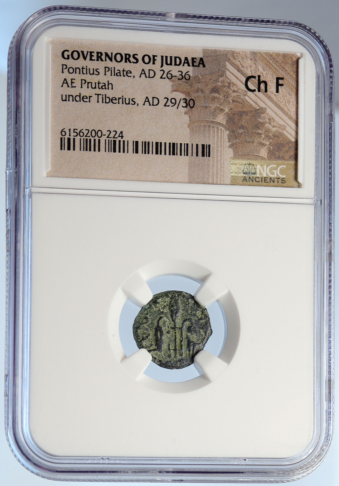 PONTIUS PILATE Tiberius Jerusalem JESUS CHRIST TRIAL Old Roman Coin NGC i106139